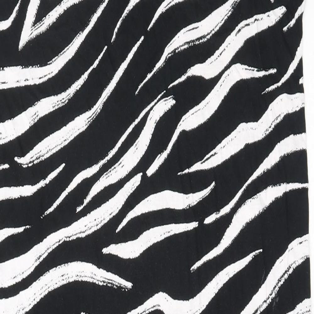Marks and Spencer Womens Black Animal Print Viscose T-Shirt Dress  Size 10  V-Neck