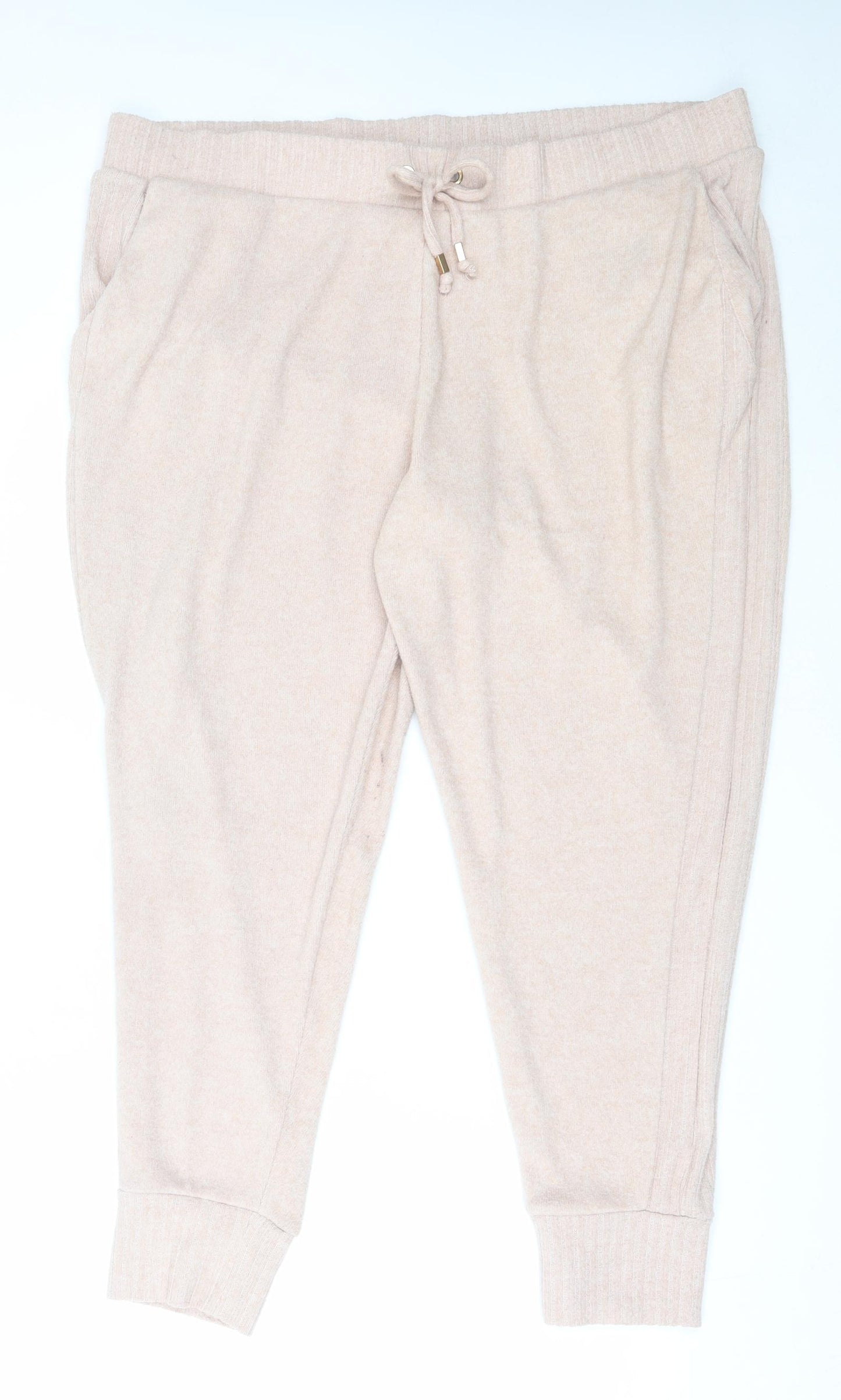 F&F Womens Pink Solid Polyester Capri Pyjama Pants Size 22