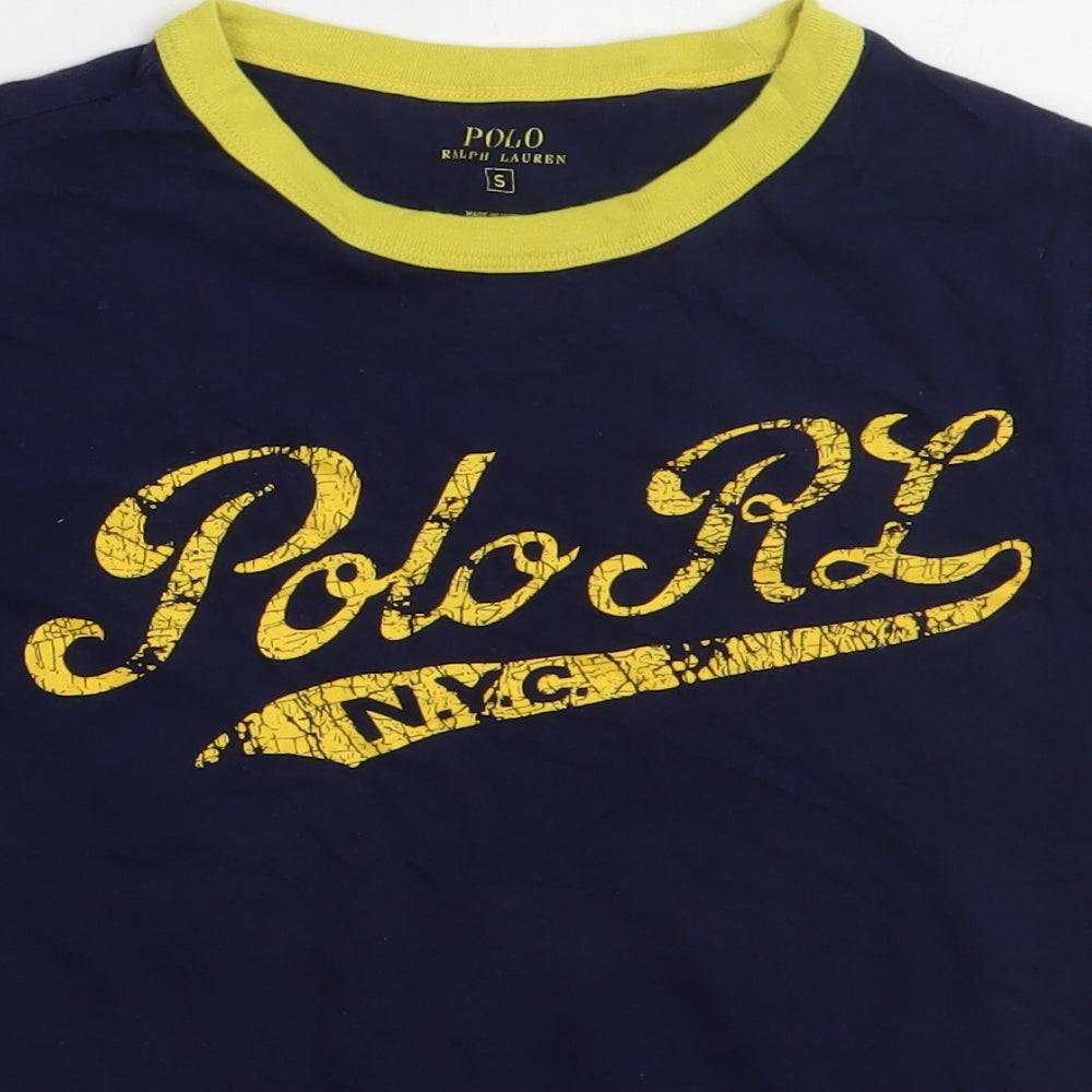 Ralph Lauren Boys Blue  Cotton Basic T-Shirt Size 7-8 Years Crew Neck Pullover