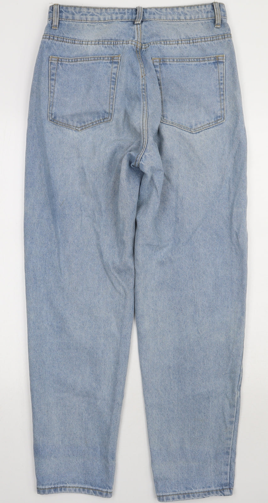 PRETTYLITTLETHING Womens Blue  Cotton Mom Jeans Size 10 L32 in Regular Button