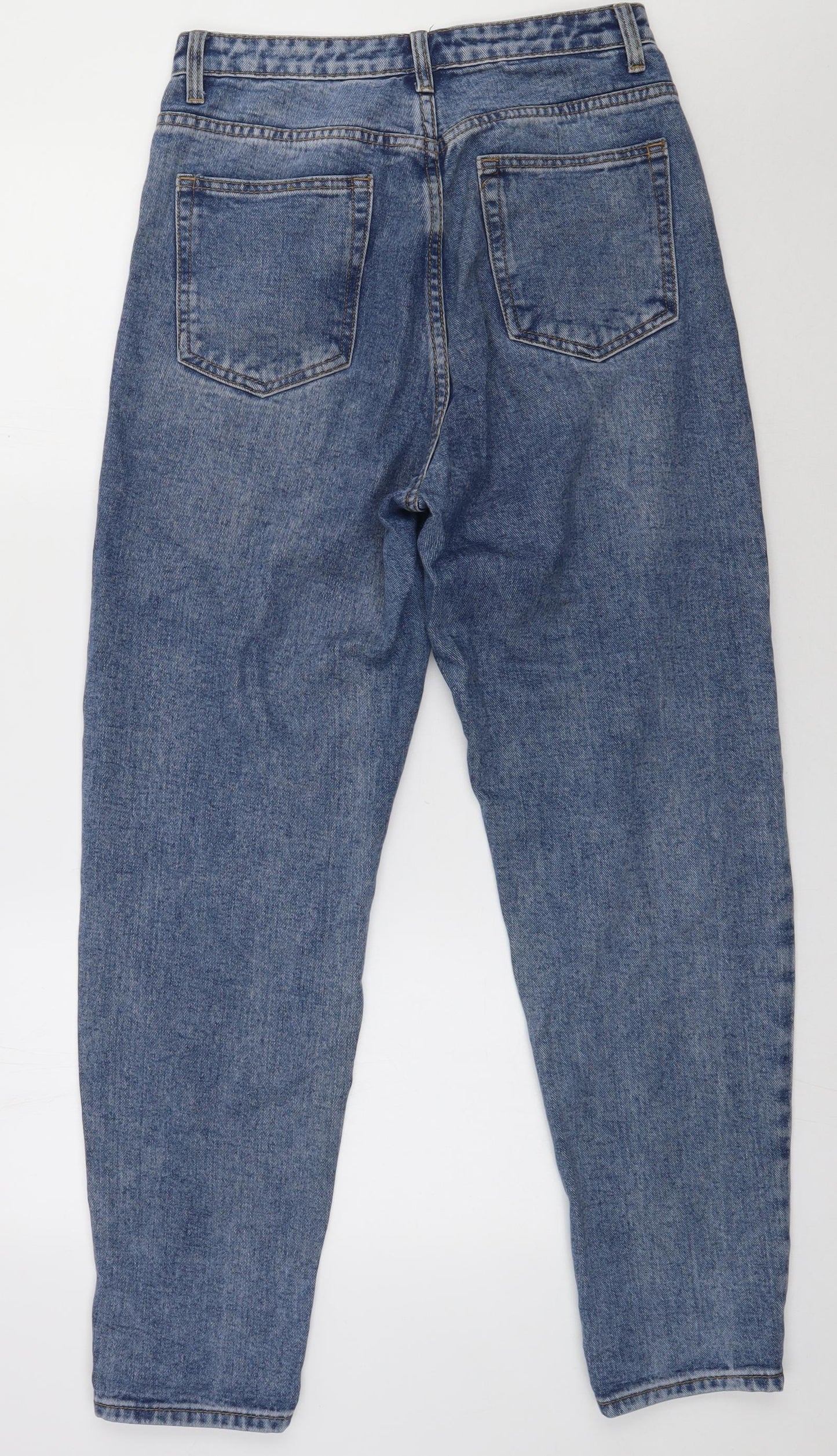 PRETTYLITTLETHING Womens Blue  Cotton Mom Jeans Size 10 L32 in Regular Button