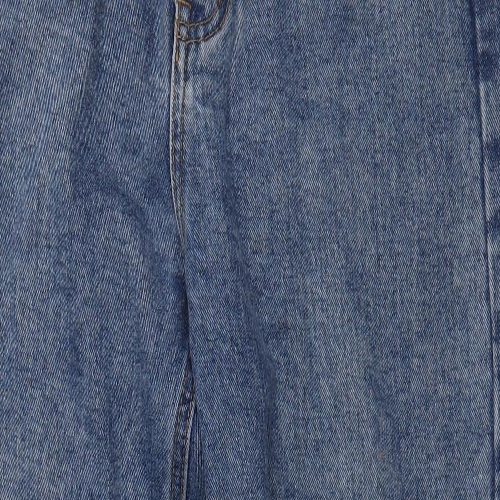 PRETTYLITTLETHING Womens Blue  Cotton Mom Jeans Size 10 L32 in Regular Button
