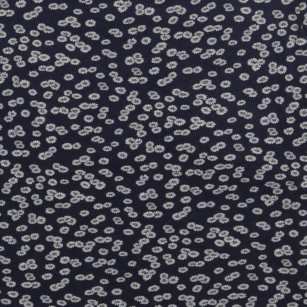 Hobbs London Womens Blue Floral Viscose Basic T-Shirt Size M Square Neck