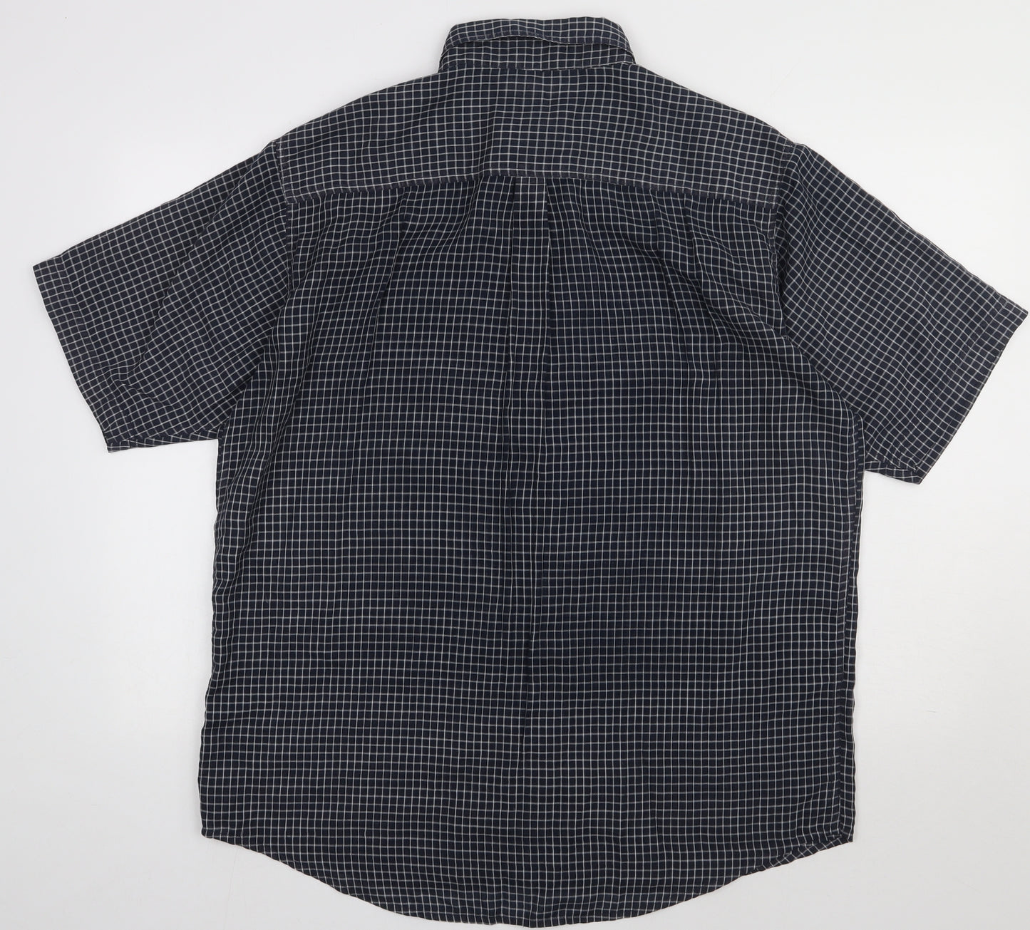 Tribute Mens Black Check Polyester  Button-Up Size L Collared Button