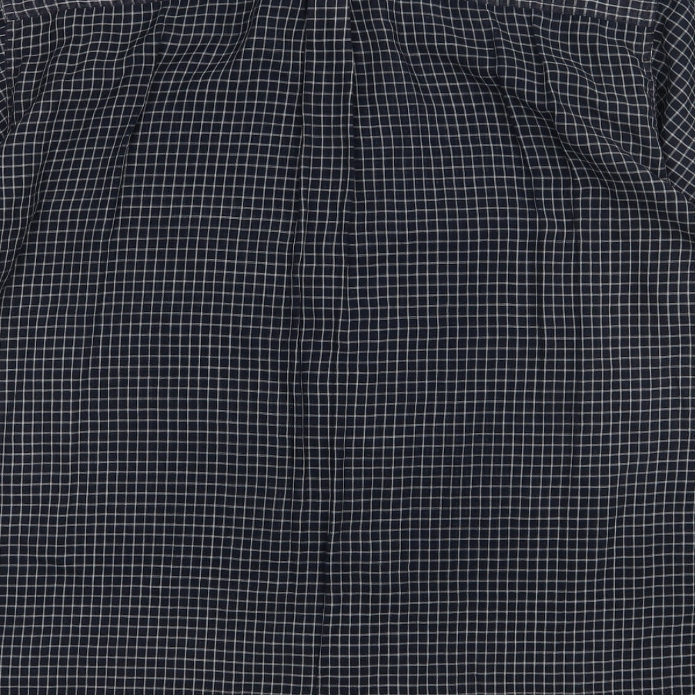 Tribute Mens Black Check Polyester  Button-Up Size L Collared Button