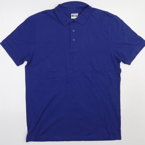 James & Nicholson Mens Blue  Cotton  Polo Size L Collared Button