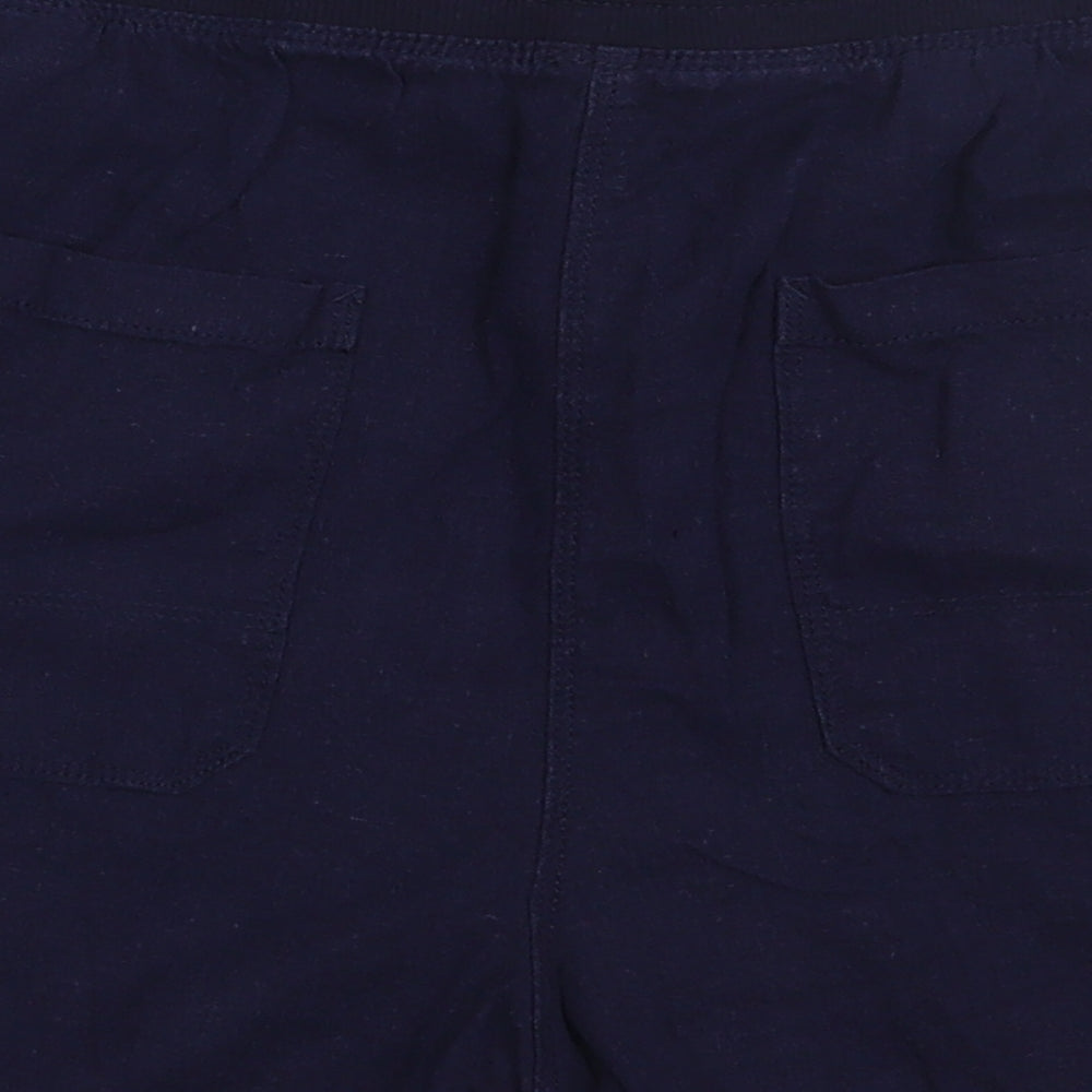 Marks and Spencer Womens Blue  Linen Sweat Shorts Size 12 L4 in Regular Tie