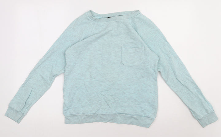 Topshop Womens Blue  Cotton Pullover Sweatshirt Size 8  Pullover