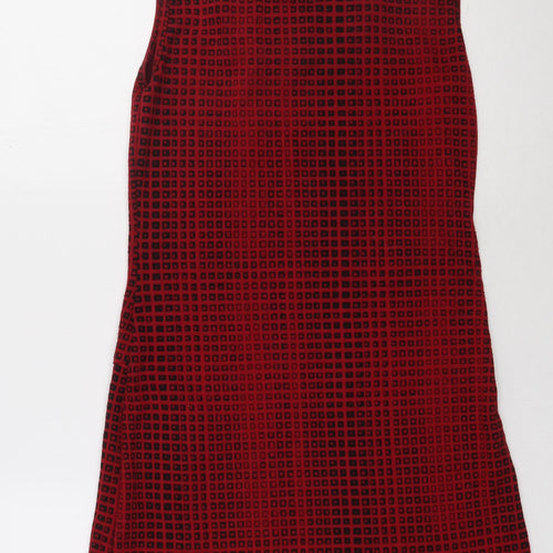 Select Womens Red Check Polyester Bodycon  Size 10  Crew Neck Pullover