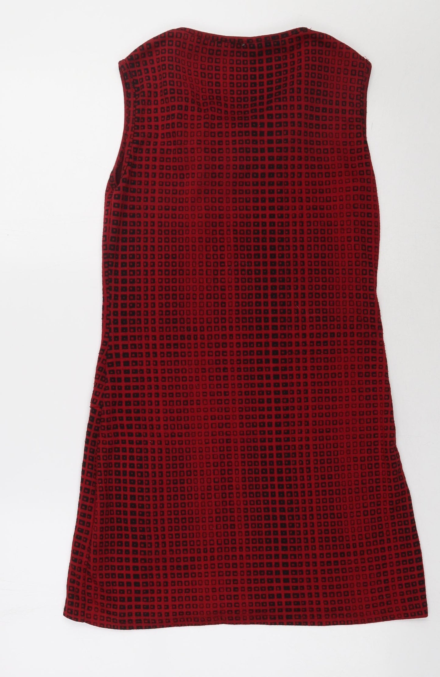 Select Womens Red Check Polyester Bodycon  Size 10  Crew Neck Pullover