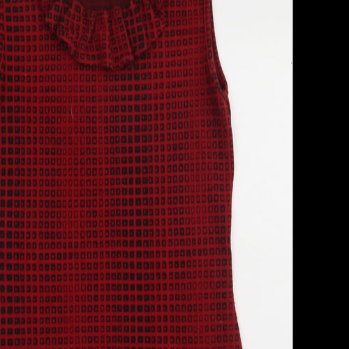 Select Womens Red Check Polyester Bodycon  Size 10  Crew Neck Pullover