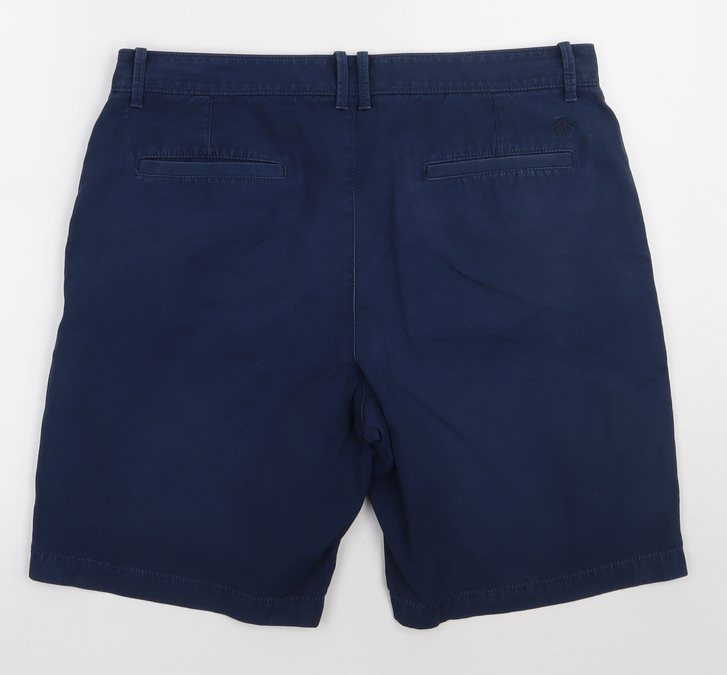 Penguin Mens Blue  Cotton Chino Shorts Size 34 L12 in Regular Button