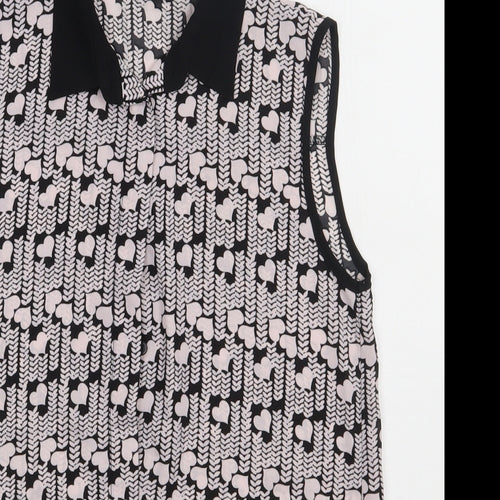 Dorothy Perkins Womens Pink Geometric Polyester Basic Button-Up Size 10 Collared - heart print