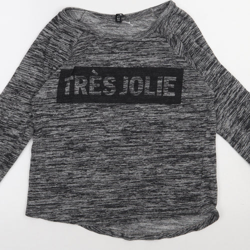 H&M Girls Grey  Polyester Pullover Sweatshirt Size S  Pullover - tres jolie