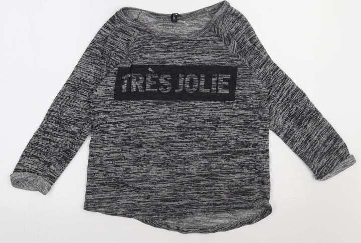 H&M Girls Grey  Polyester Pullover Sweatshirt Size S  Pullover - tres jolie