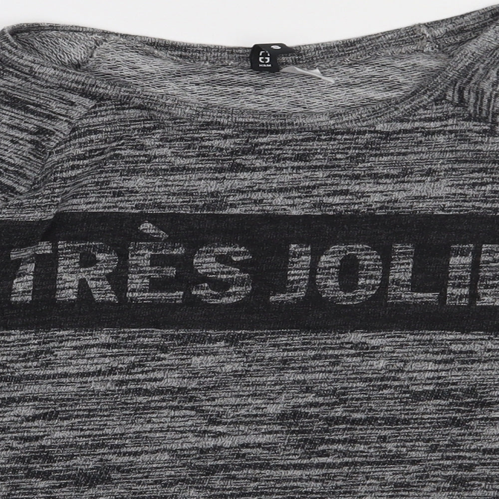 H&M Girls Grey  Polyester Pullover Sweatshirt Size S  Pullover - tres jolie