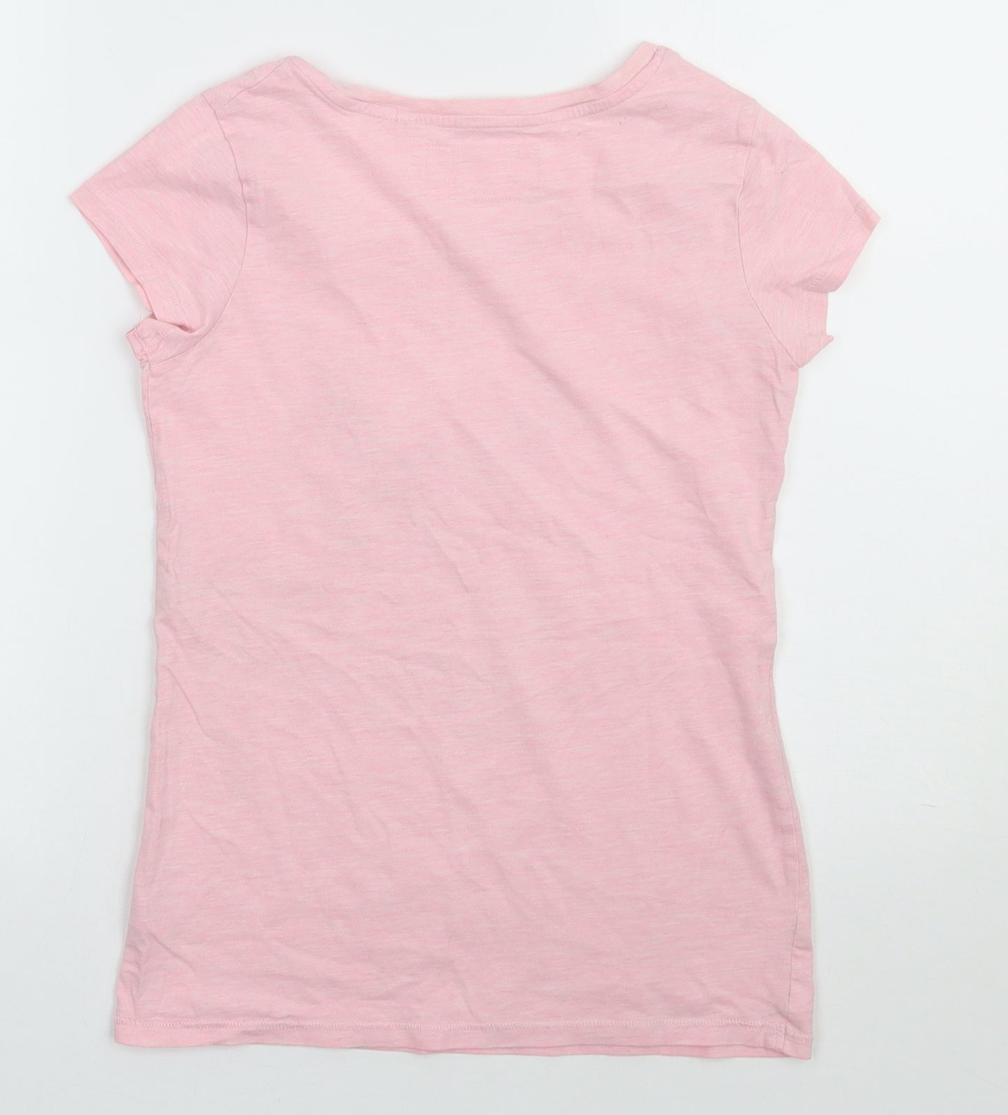 NEXT Girls Pink  Cotton Basic T-Shirt Size 12 Years Crew Neck Pullover - rabbit