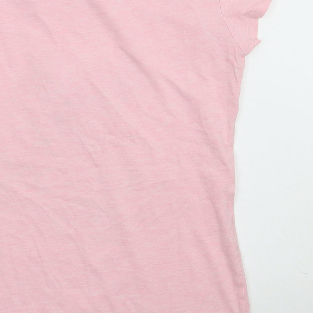 NEXT Girls Pink  Cotton Basic T-Shirt Size 12 Years Crew Neck Pullover - rabbit
