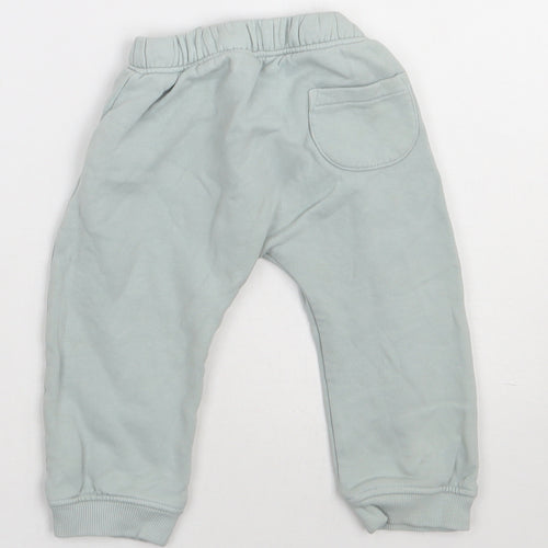 Marks and Spencer Girls Green  Cotton Jogger Trousers Size 12-18 Months  Tie - Car
