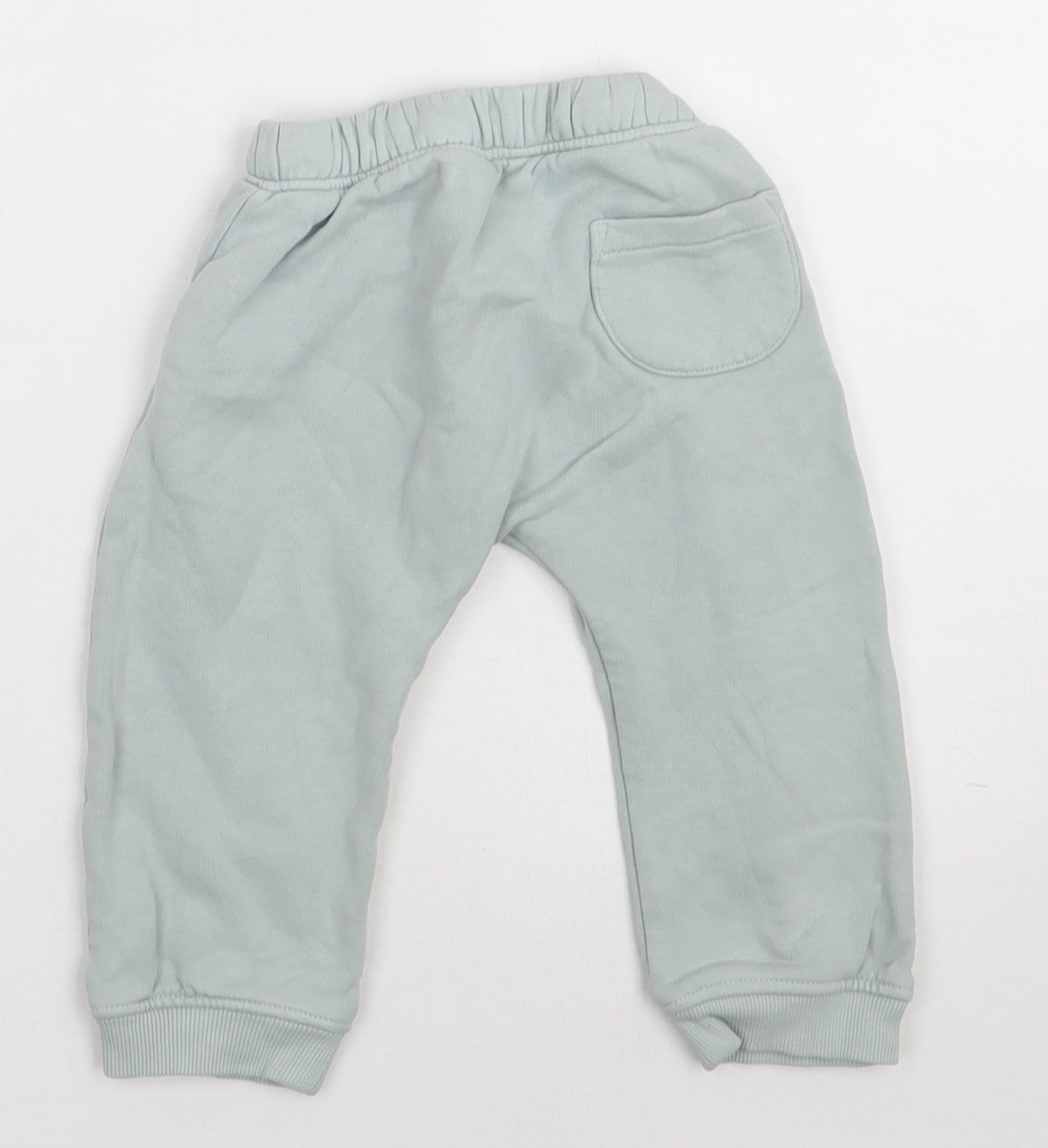 Marks and Spencer Girls Green  Cotton Jogger Trousers Size 12-18 Months  Tie - Car