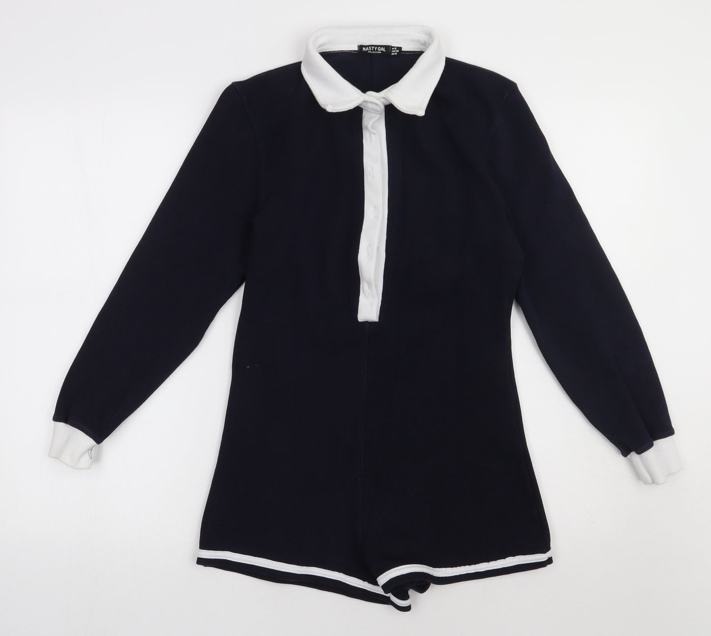 Nasty Gal Womens Blue  Cotton Playsuit One-Piece Size 12  Button