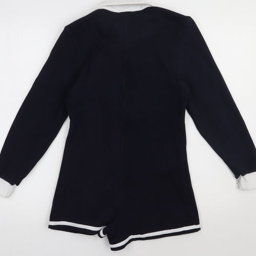 Nasty Gal Womens Blue  Cotton Playsuit One-Piece Size 12  Button