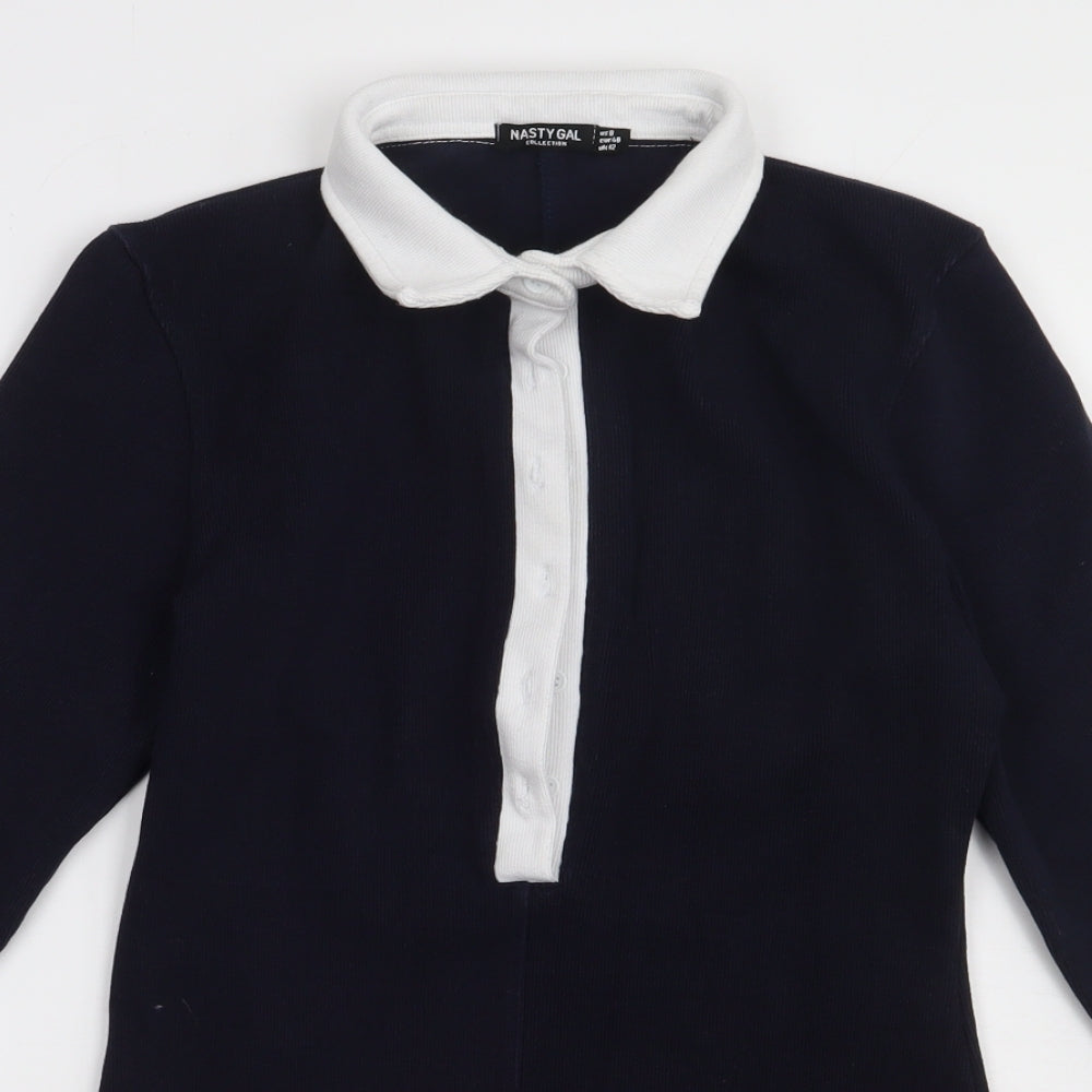 Nasty Gal Womens Blue  Cotton Playsuit One-Piece Size 12  Button