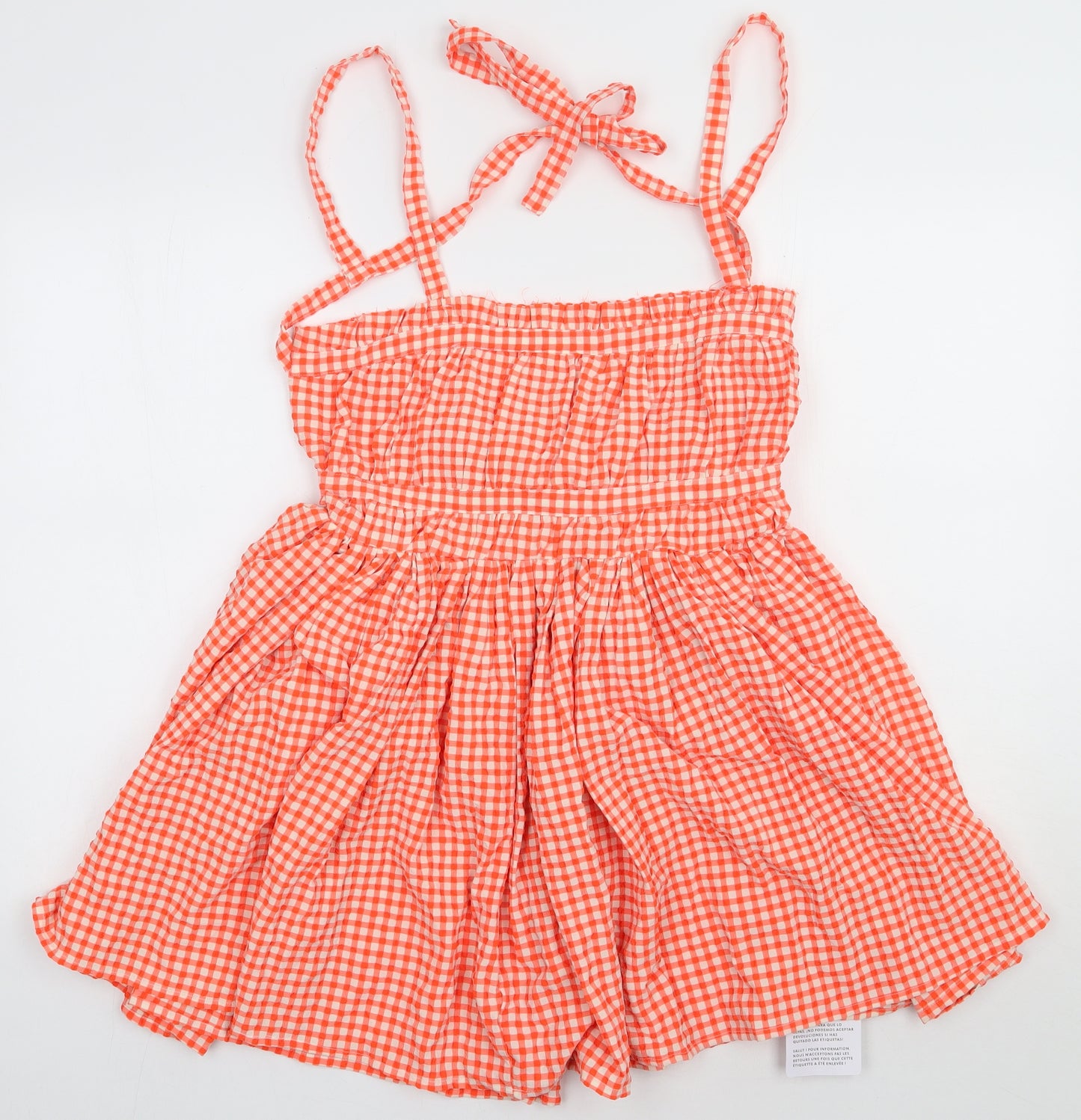 ASOS Womens Orange Check Polyester A-Line  Size 12  Square Neck Pullover