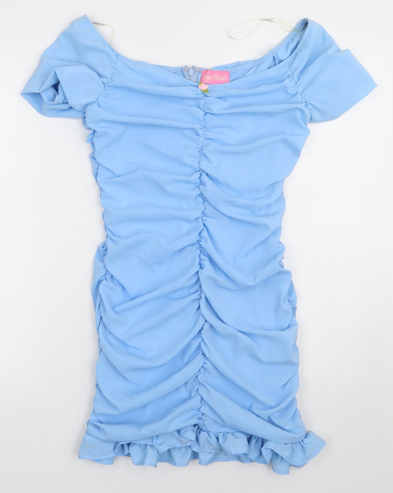 Sugar Thrills  Womens Blue  Polyester Bodycon  Size L  Off the Shoulder Pullover