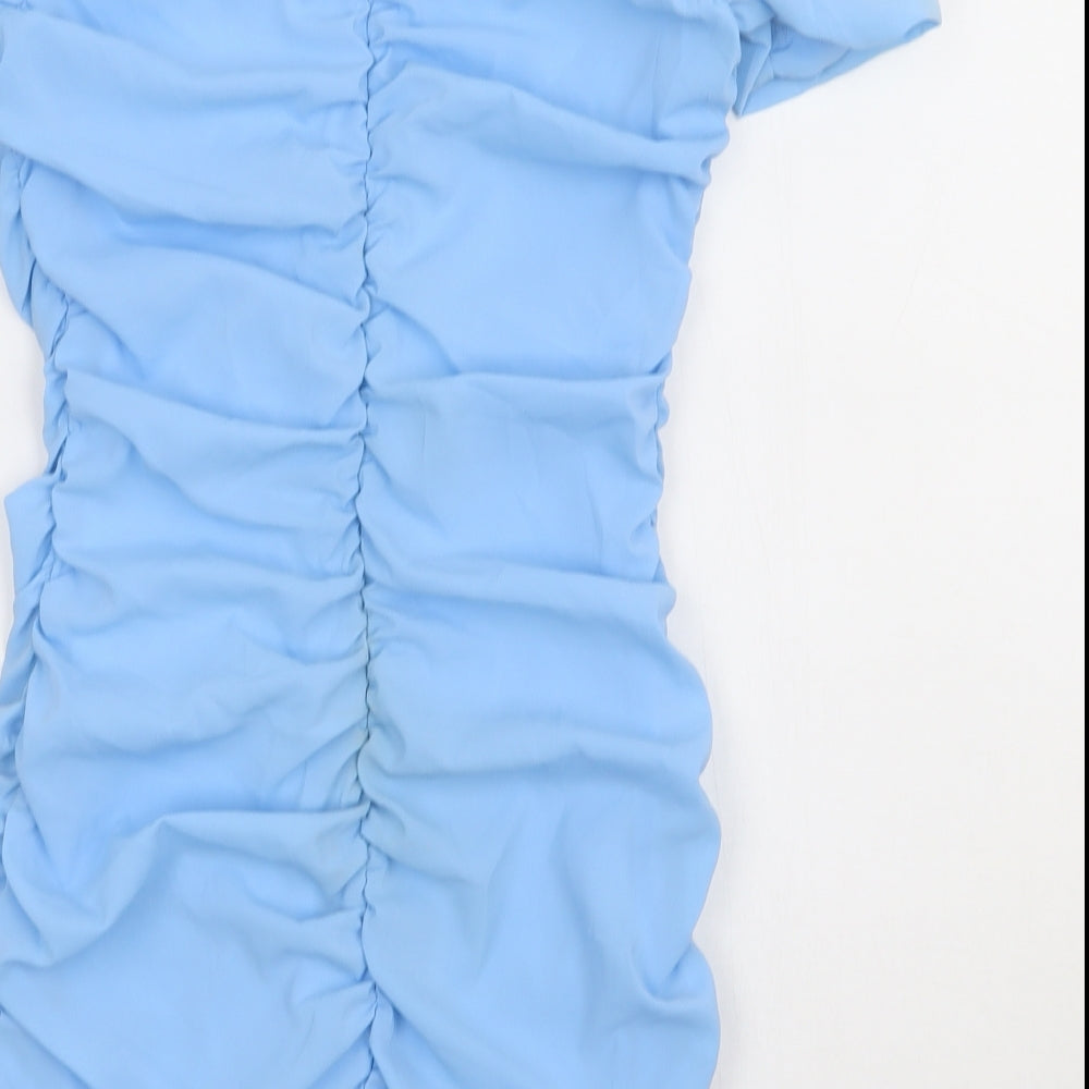 Sugar Thrills  Womens Blue  Polyester Bodycon  Size L  Off the Shoulder Pullover