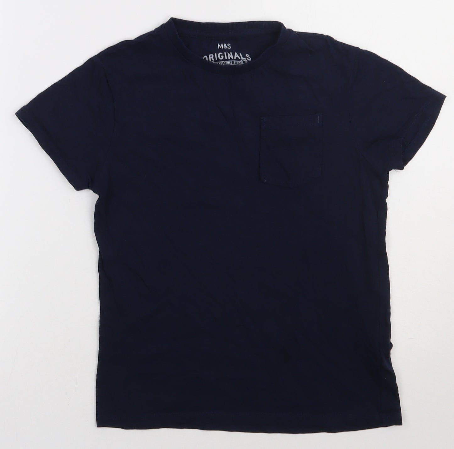 Marks and Spencer Boys Blue  Cotton Basic  Size 9-10 Years Crew Neck Pullover