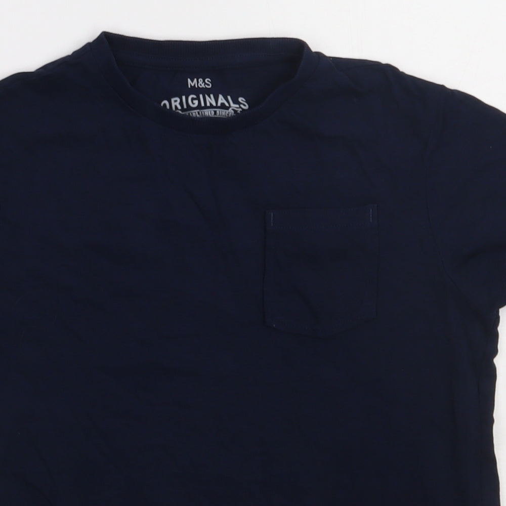 Marks and Spencer Boys Blue  Cotton Basic  Size 9-10 Years Crew Neck Pullover