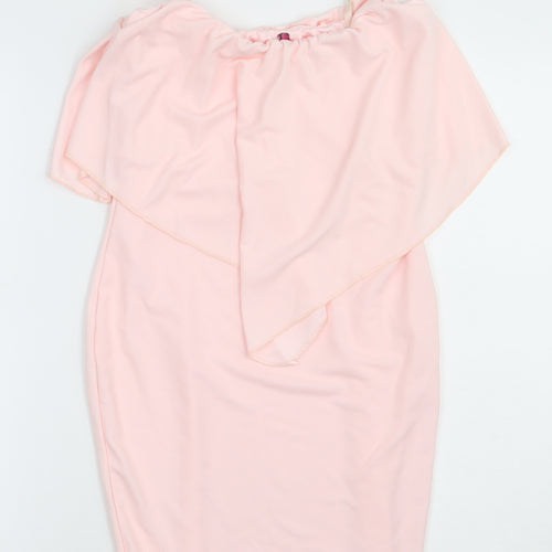 Preworn Womens Pink  Polyester Bodycon  Size 8  Square Neck Pullover