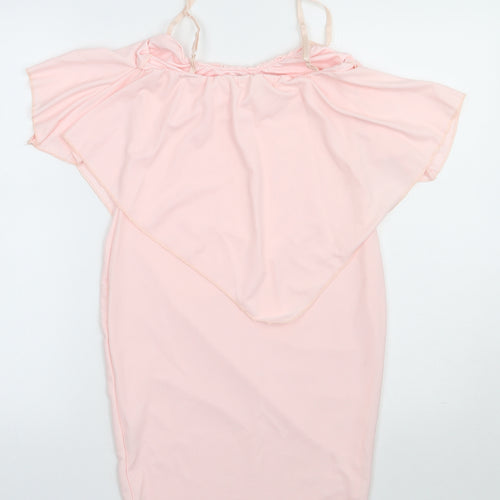 Preworn Womens Pink  Polyester Bodycon  Size 8  Square Neck Pullover
