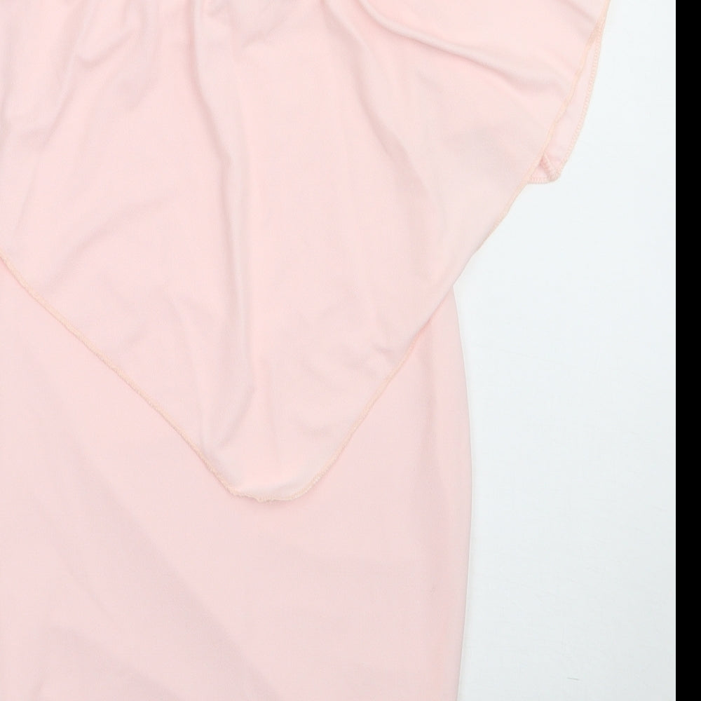 Preworn Womens Pink  Polyester Bodycon  Size 8  Square Neck Pullover