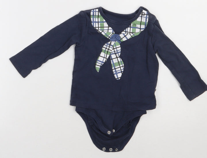 Lupilu Baby Blue Geometric Cotton Babygrow One-Piece Size 6-9 Months  Buckle