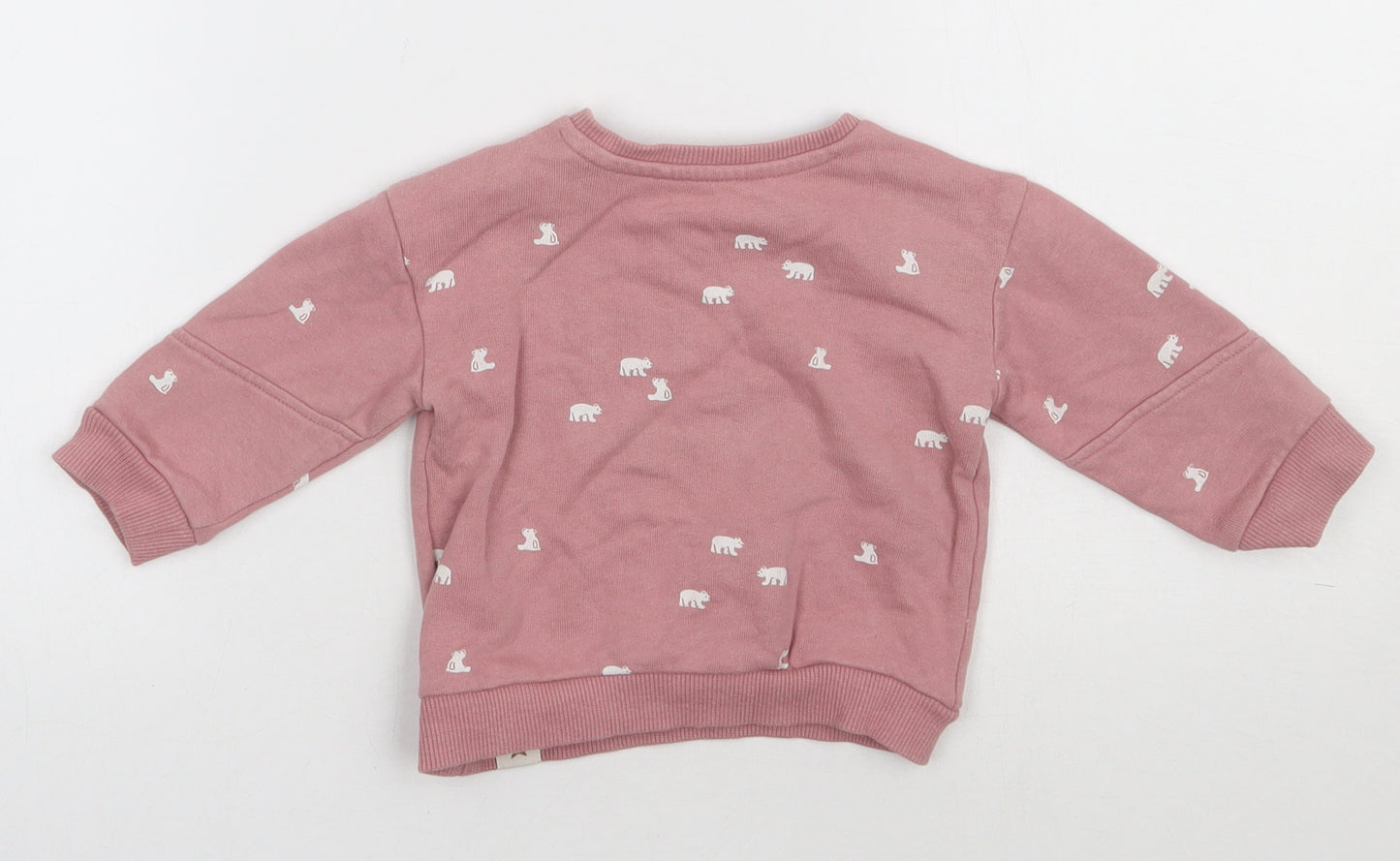 George Girls Pink Geometric Cotton Basic Casual Size 6-9 Months Crew Neck Buckle