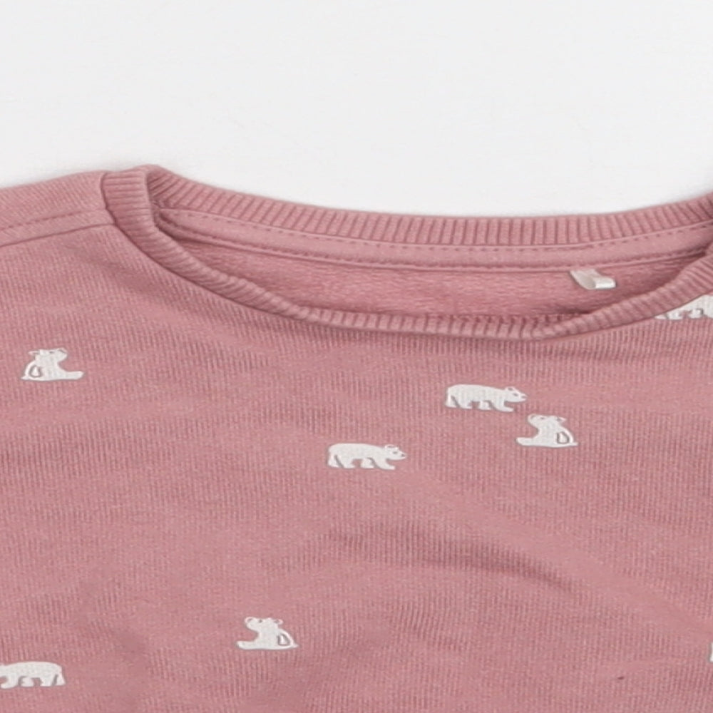 George Girls Pink Geometric Cotton Basic Casual Size 6-9 Months Crew Neck Buckle