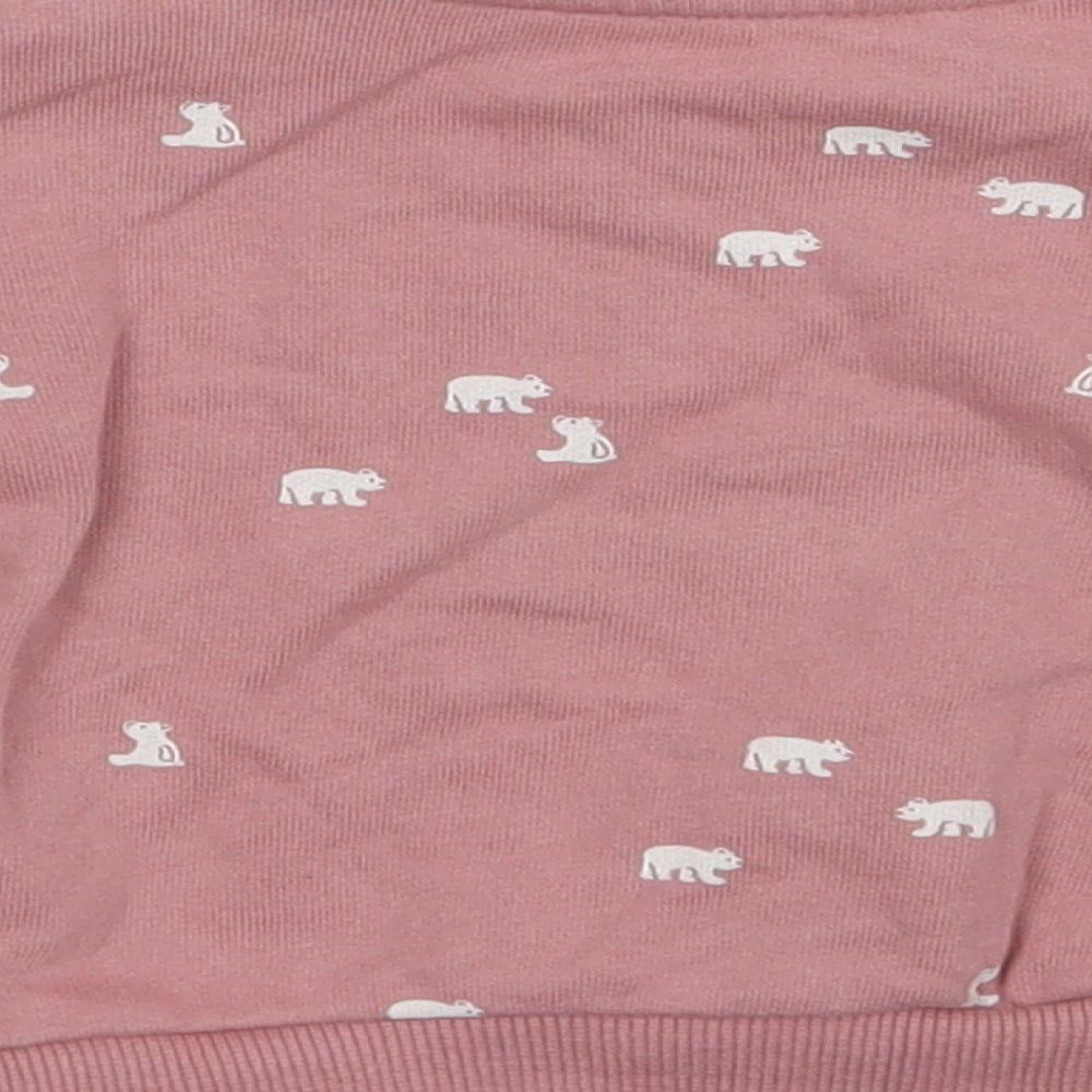 George Girls Pink Geometric Cotton Basic Casual Size 6-9 Months Crew Neck Buckle