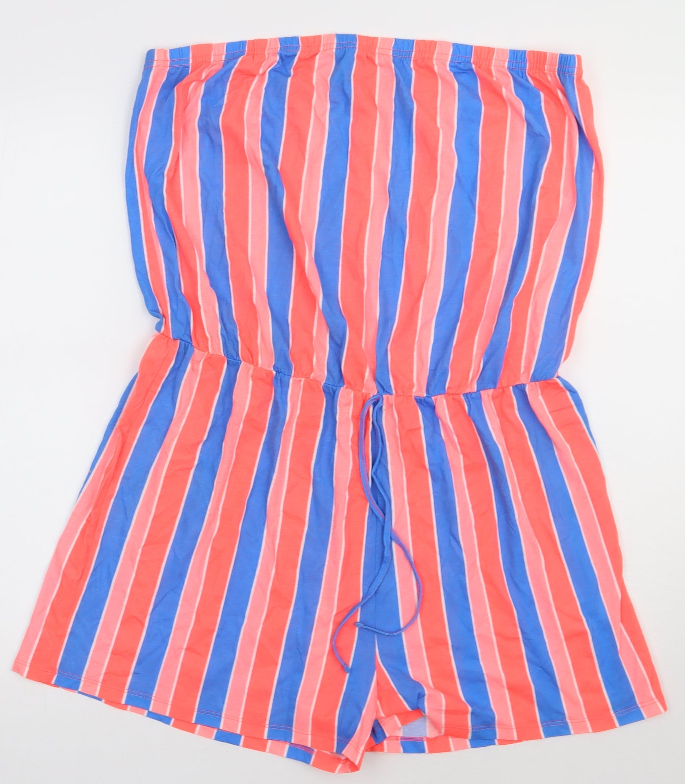 Matalan Womens Pink Striped Cotton Playsuit One-Piece Size XL