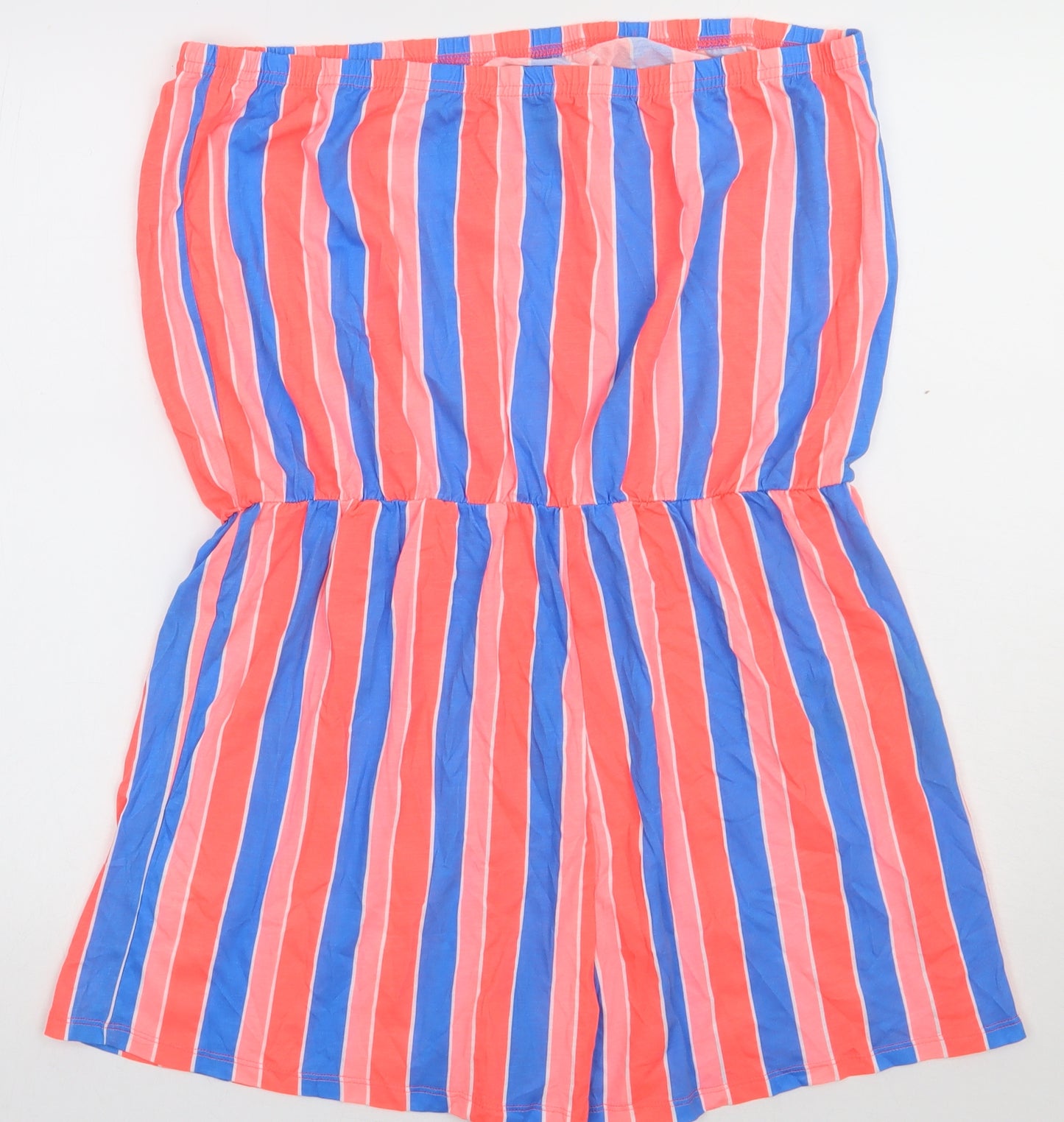 Matalan Womens Pink Striped Cotton Playsuit One-Piece Size XL