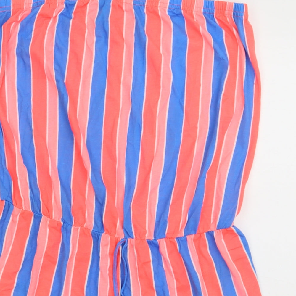 Matalan Womens Pink Striped Cotton Playsuit One-Piece Size XL