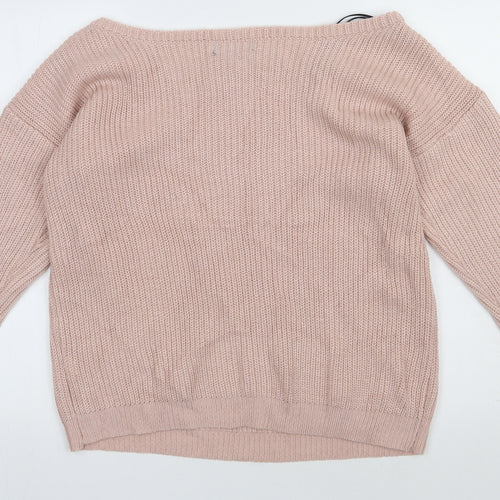 Missguided Womens Pink  Acrylic Pullover Sweatshirt Size L  Pullover