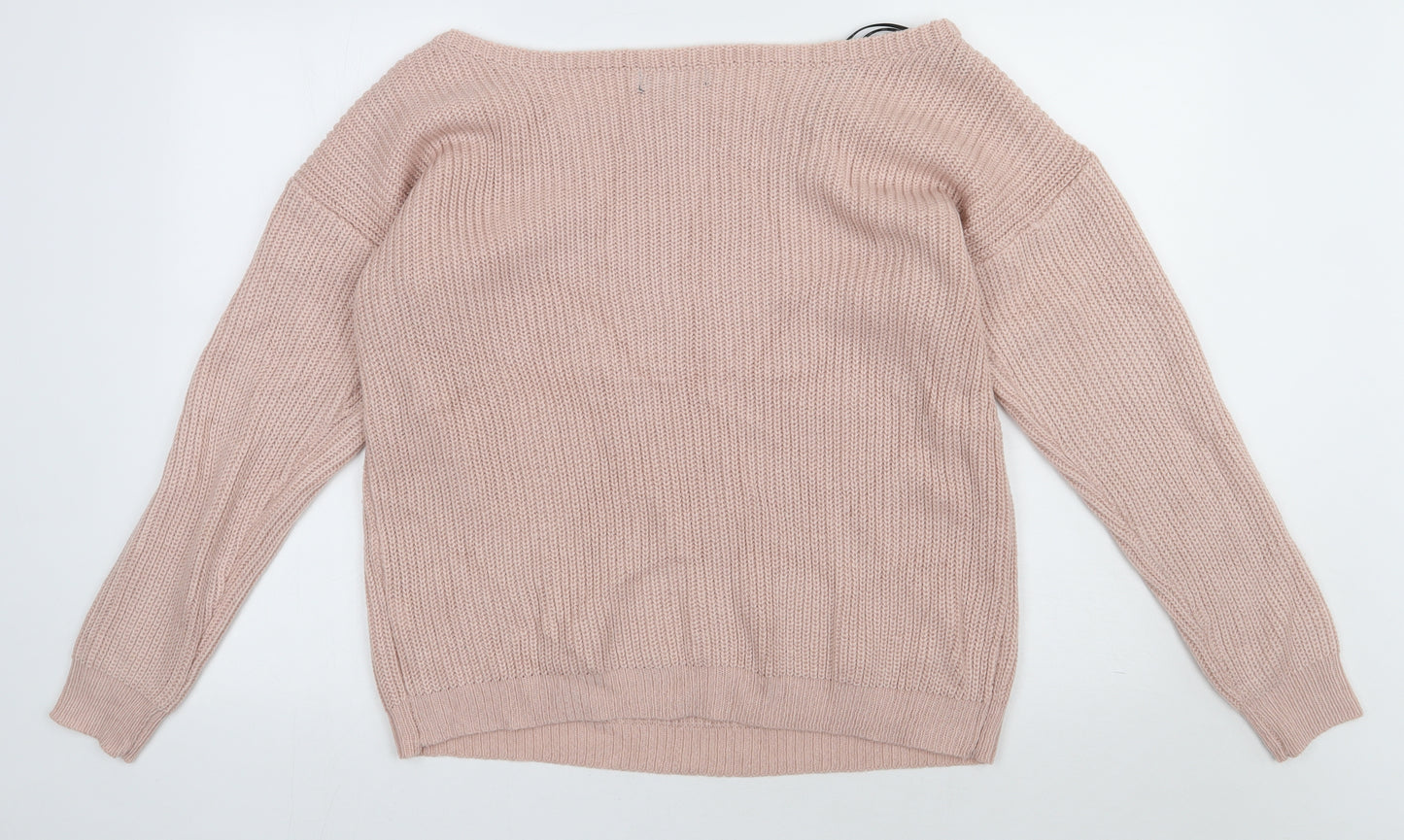 Missguided Womens Pink  Acrylic Pullover Sweatshirt Size L  Pullover