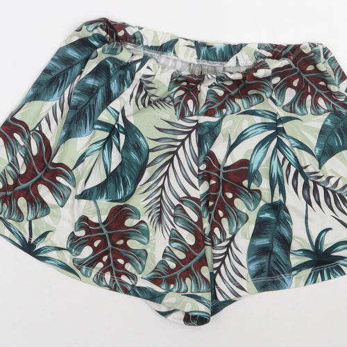 ASOS Womens Green Geometric Polyester Sweat Shorts Size 8 L3 in Regular