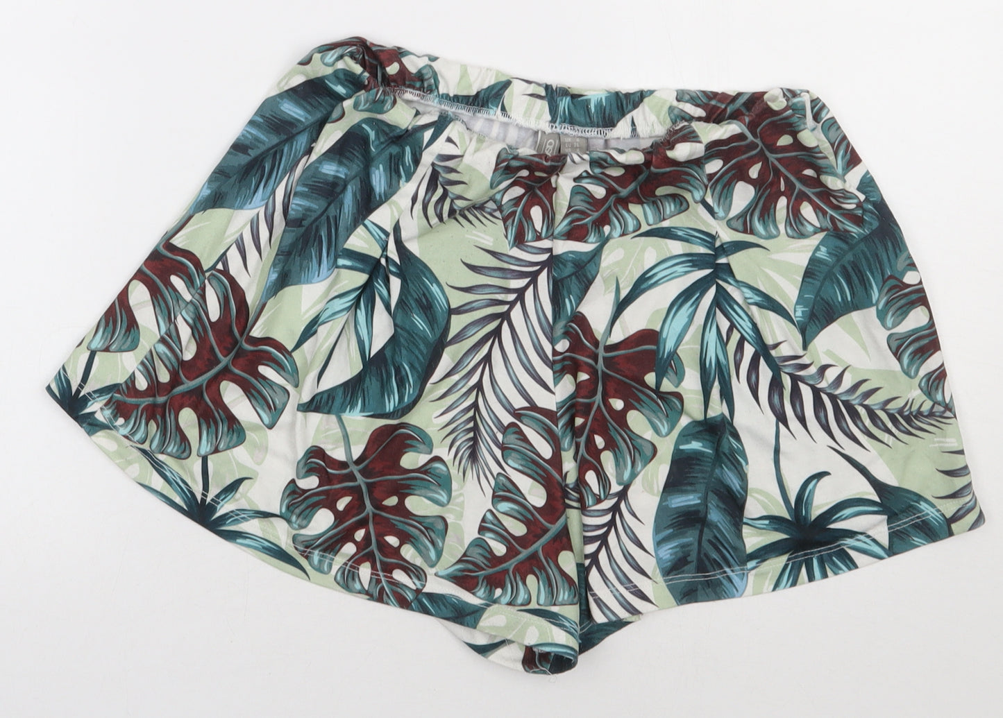 ASOS Womens Green Geometric Polyester Sweat Shorts Size 8 L3 in Regular