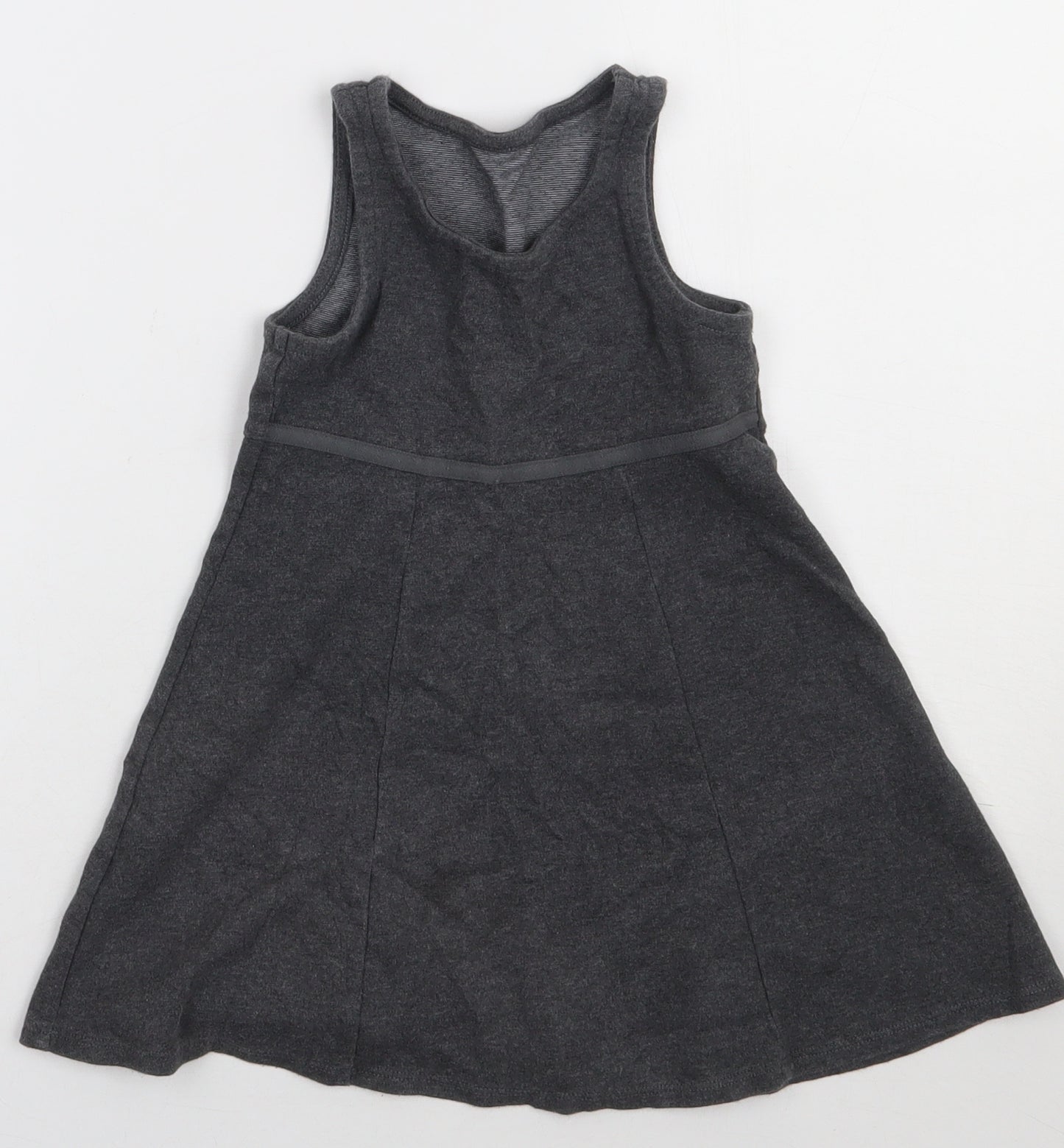 Marks and Spencer Girls Grey  Cotton A-Line  Size 4-5 Years  Crew Neck Pullover - school Wear
