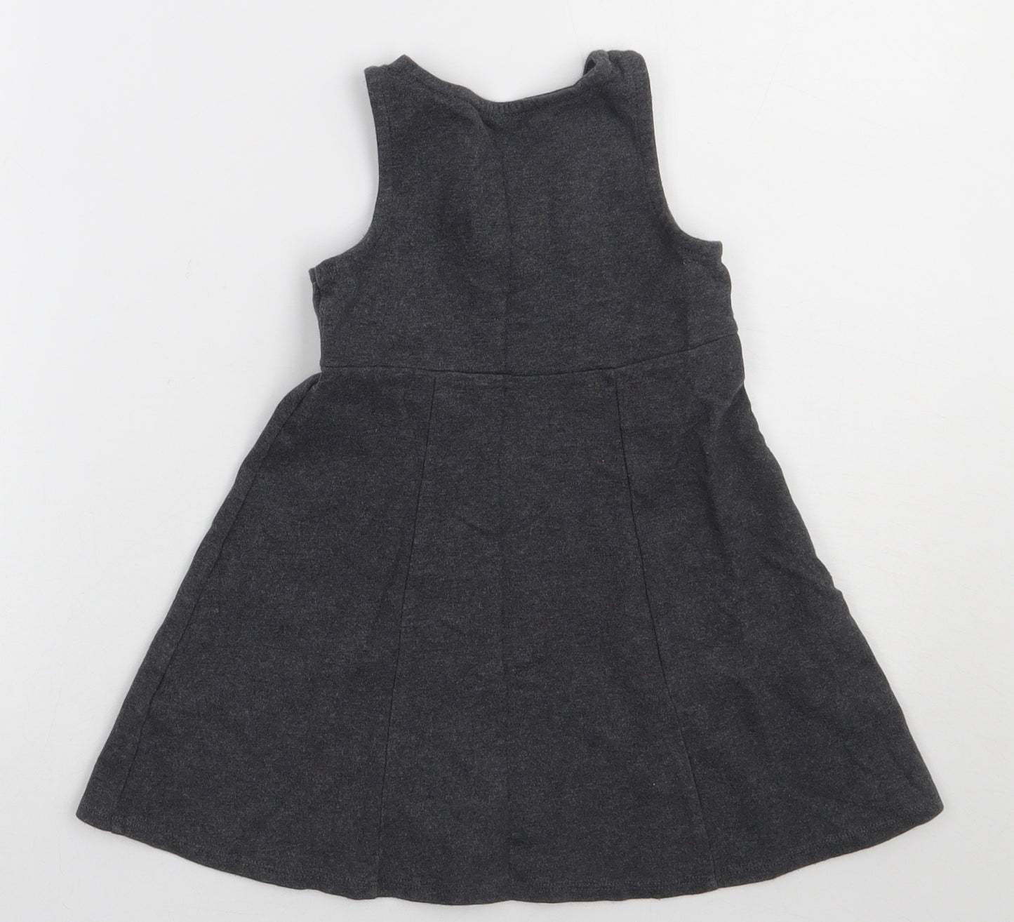 Marks and Spencer Girls Grey  Cotton A-Line  Size 4-5 Years  Crew Neck Pullover - school Wear