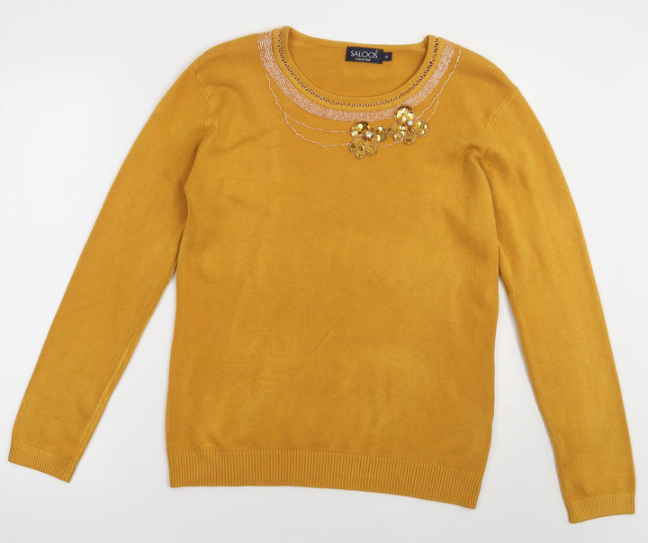 Saloos Womens Yellow Viscose Pullover Sweatshirt Size M Pullover
