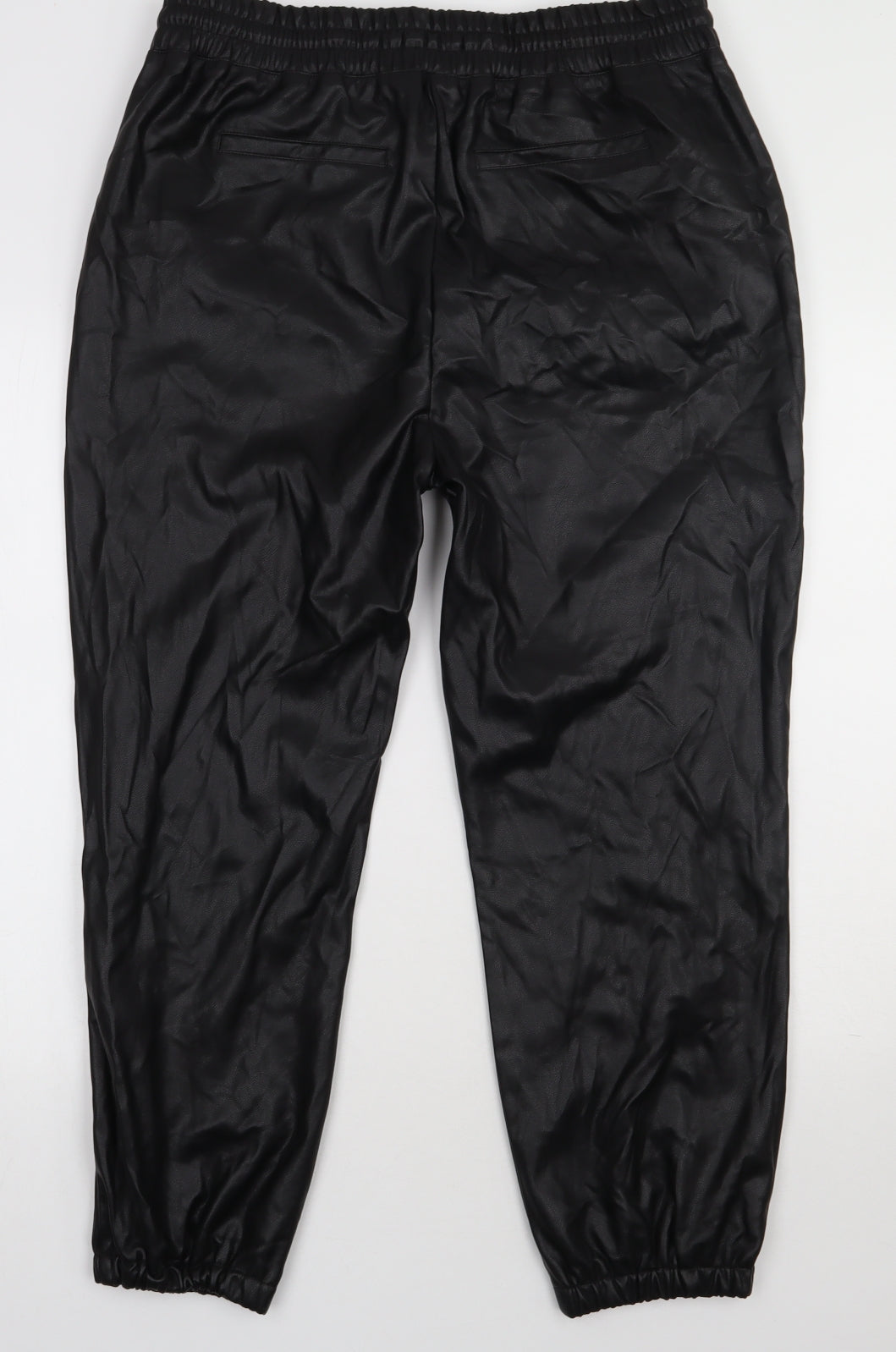 George Womens Black  Polyurethane Jogger Trousers Size 16 L30 in Regular Tie